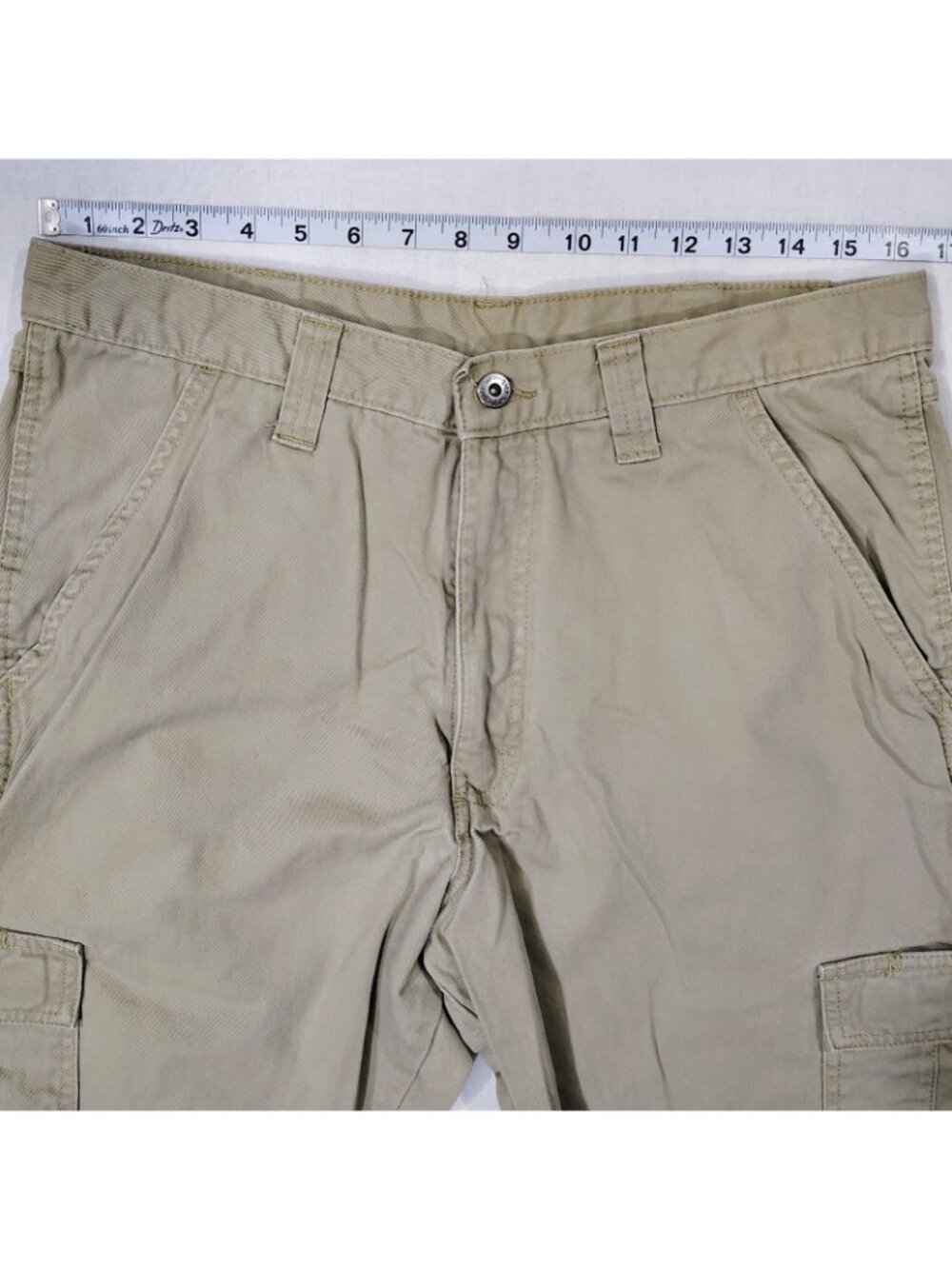 Wrangler Khaki Cargo Pants Mens Size 34 x 34 Straight Leg Pockets Cotton Tan - Picture 9 of 16
